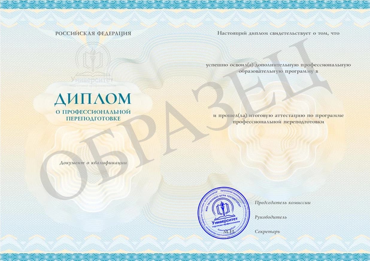 Образец документа: Диплом о профессиональной переподготовке, страница 2